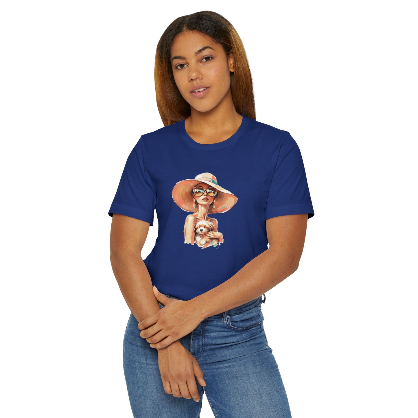 Woman in Sun Hat Holding Puppy T-Shirt – Cute Summer Dog Lover Tee