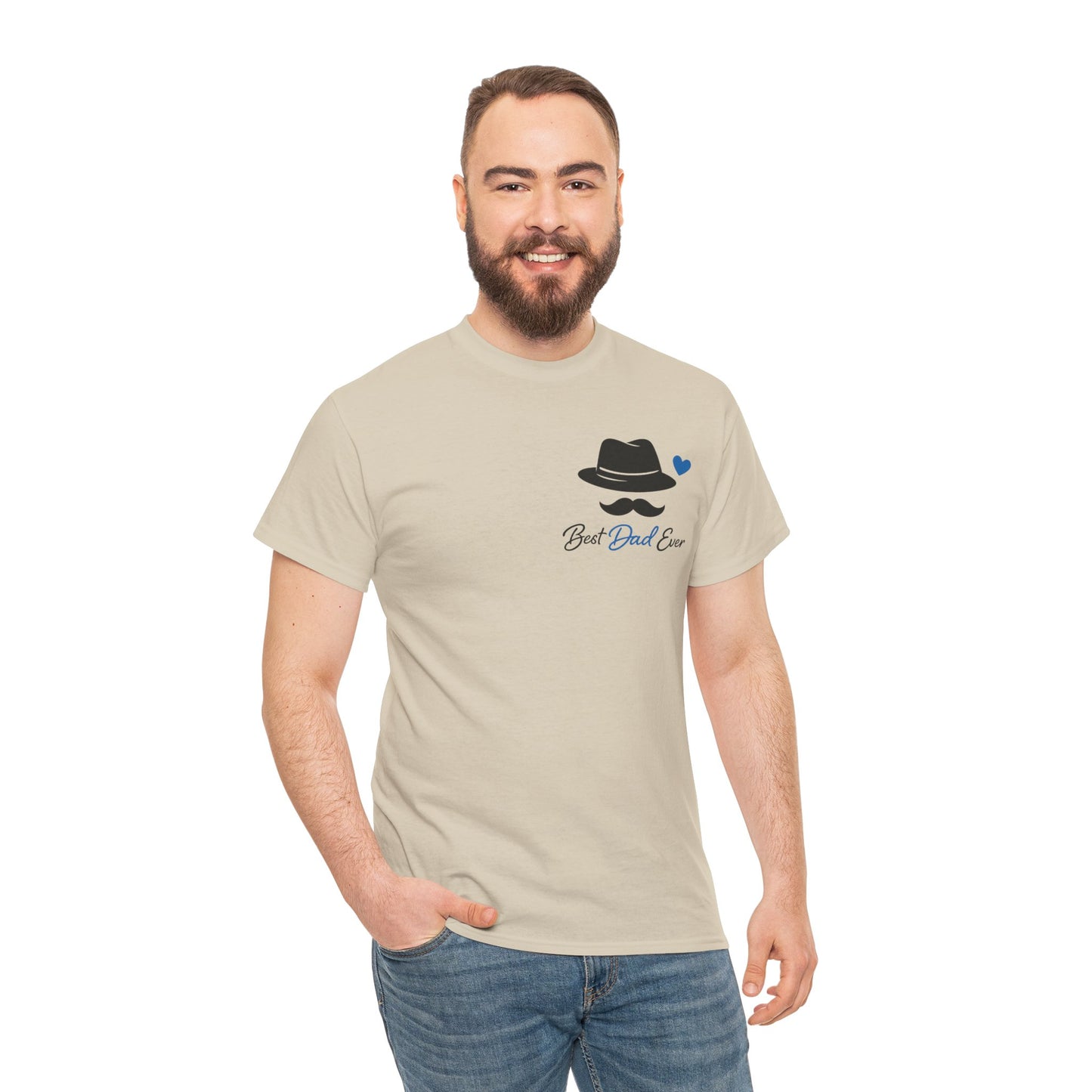 Minimal Fedora & Mustache Tee — "Best Dad, ever" Graphic T-Shirt