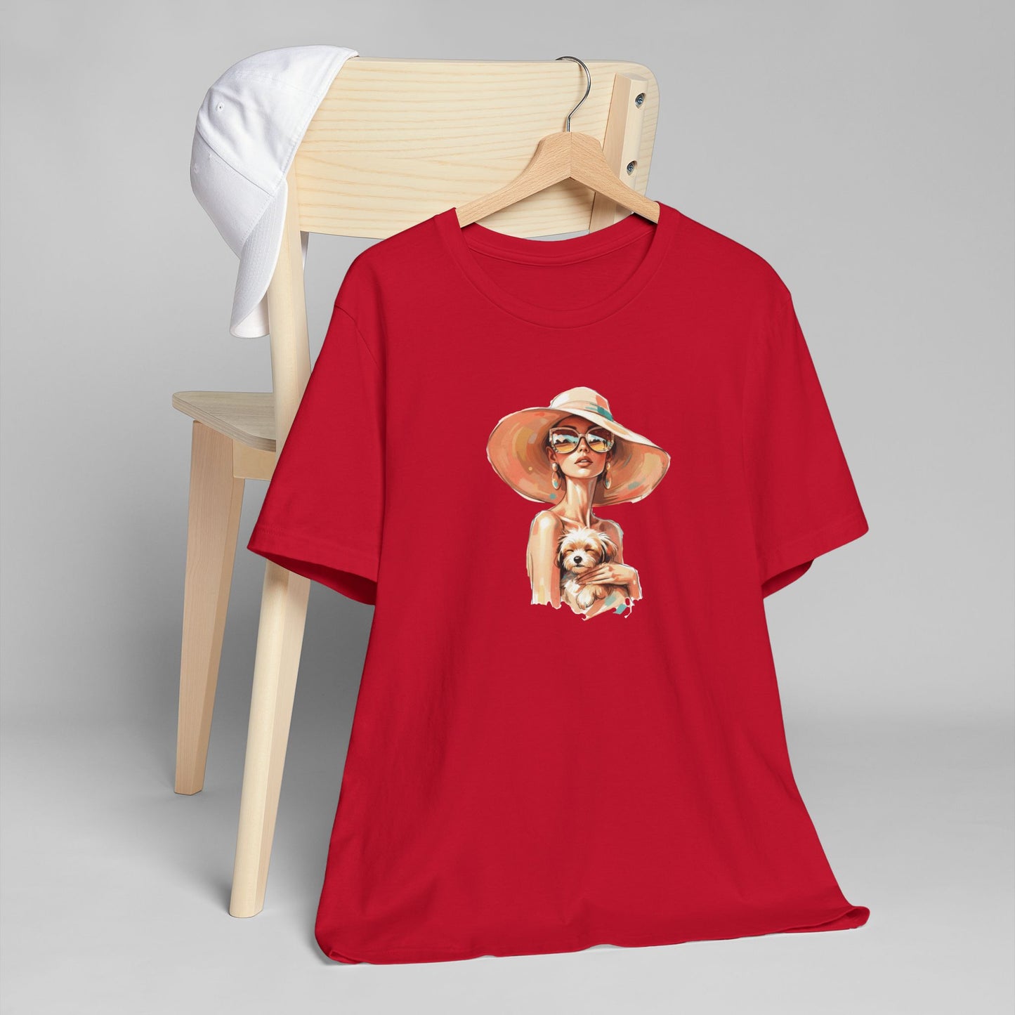 Woman in Sun Hat Holding Puppy T-Shirt – Cute Summer Dog Lover Tee