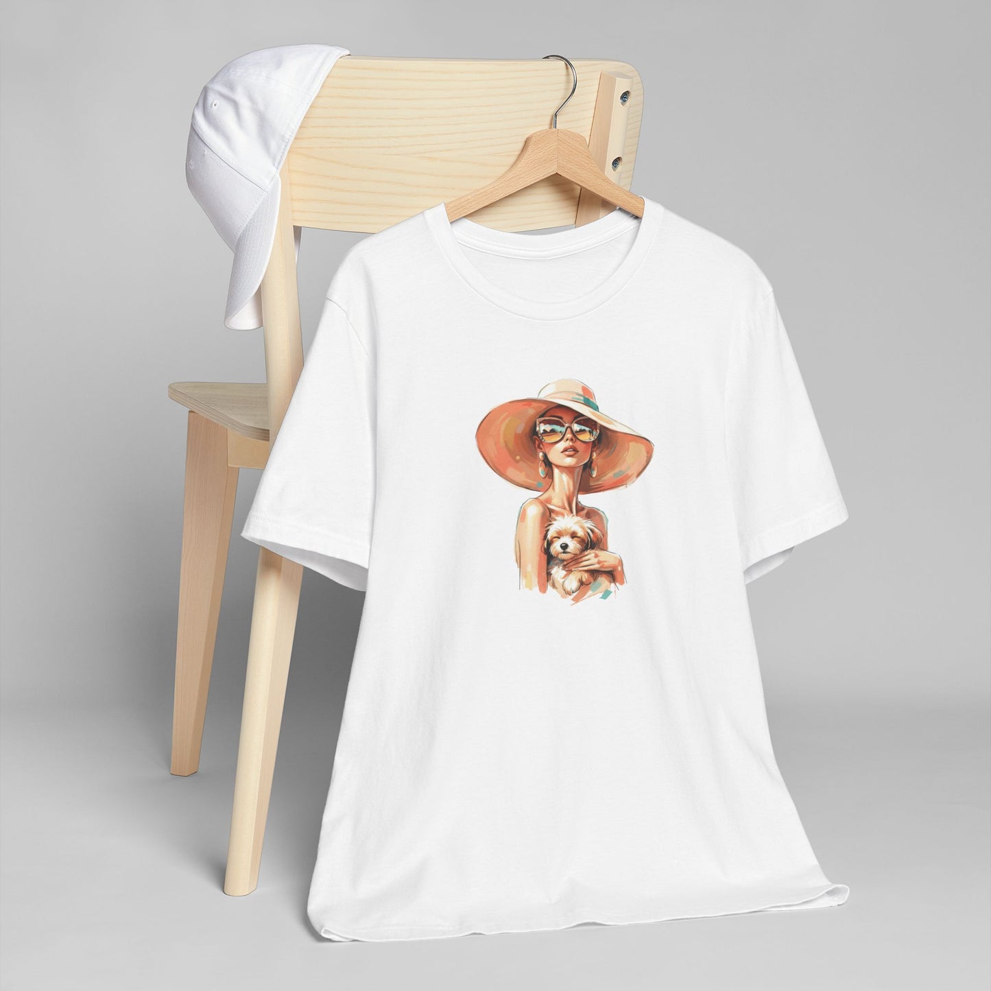 Woman in Sun Hat Holding Puppy T-Shirt – Cute Summer Dog Lover Tee