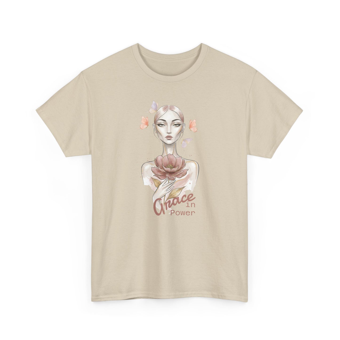 Grace in Power Tee — Feminine Portrait Floral Graphic T‑Shirt