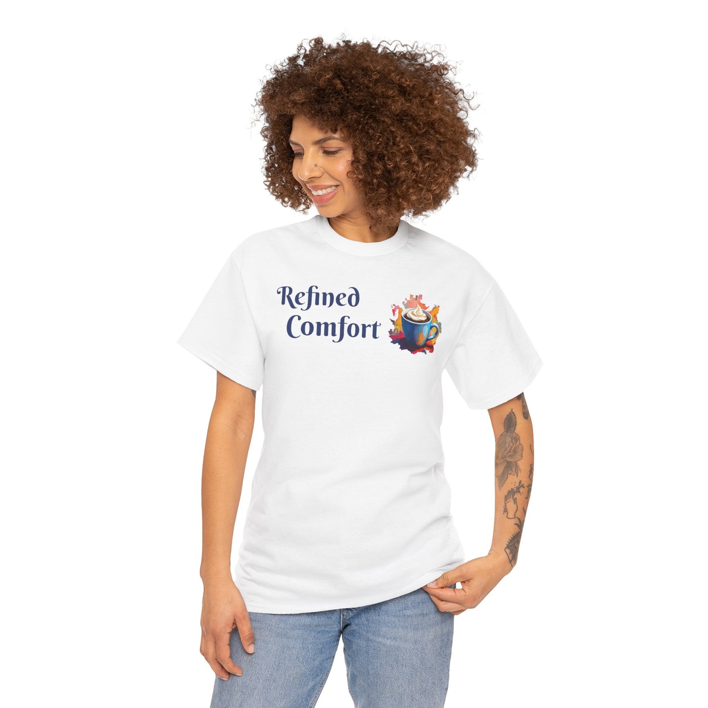 Refined Comfort Tee — Cozy Tea Cup Graphic Shirt
