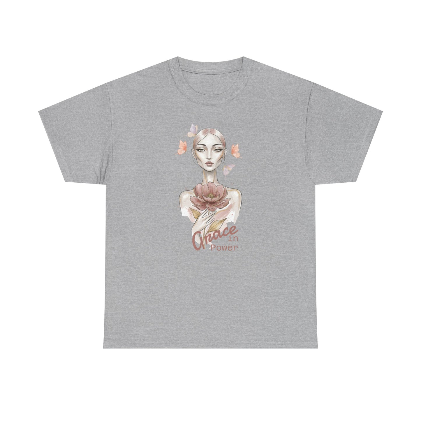 Grace in Power Tee — Feminine Portrait Floral Graphic T‑Shirt