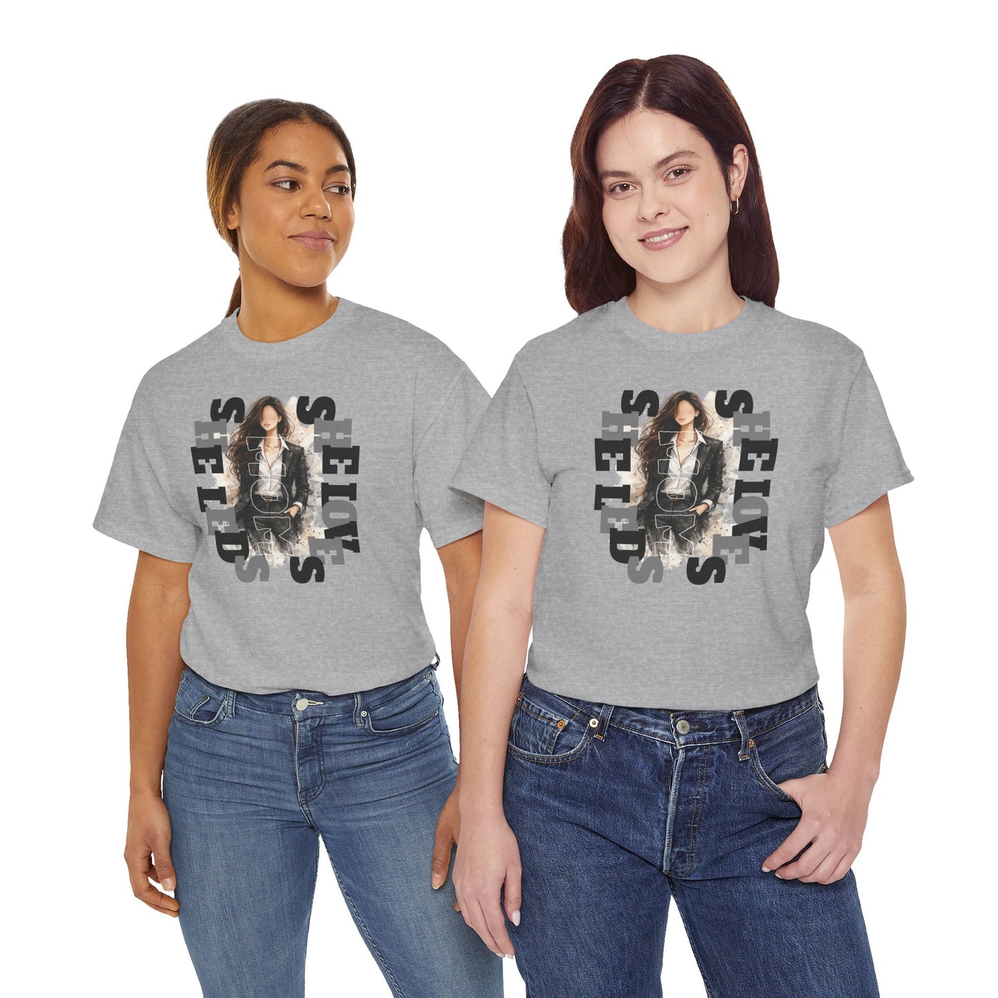 She Leads She Loves Graphic Tee — Feminine Empowerment T-Shirt