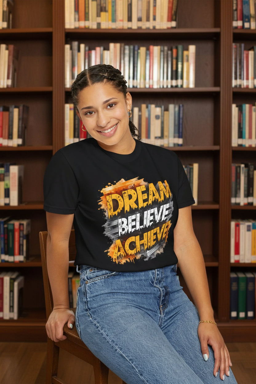 Dream Believe Achieve T-Shirt — Inspirational Motivational Tee