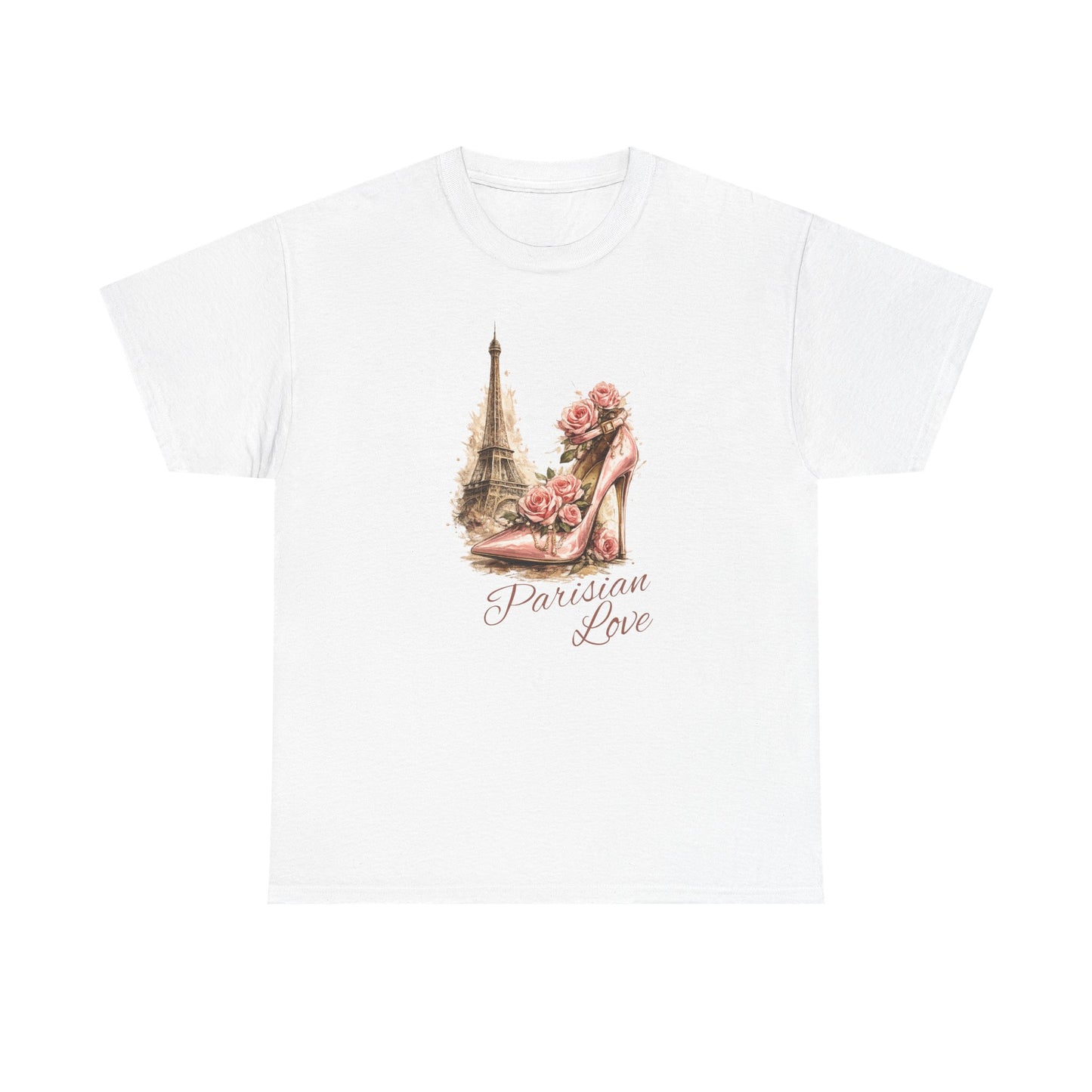Parisian Love Tee — Eiffel Tower & Floral High Heel Graphic Shirt