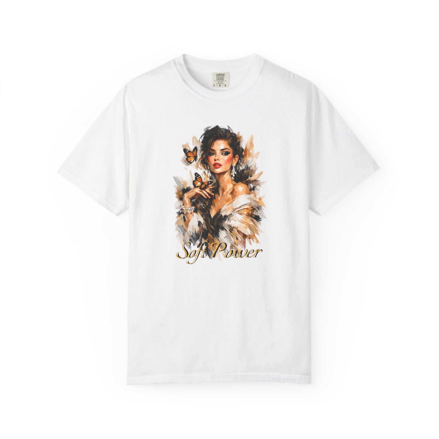 Soft Power Graphic T-Shirt — Empowered Woman Portrait Tee