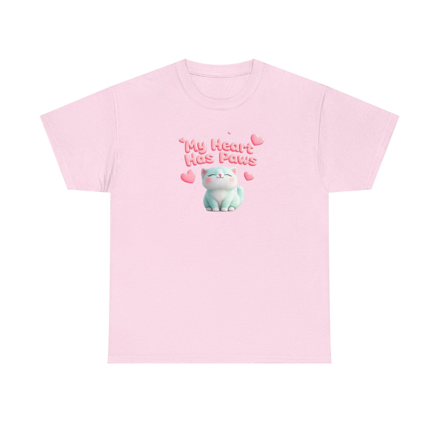 Cute Cat T‑Shirt — "My Heart Has Paws" Valentine Pet Lover Tee