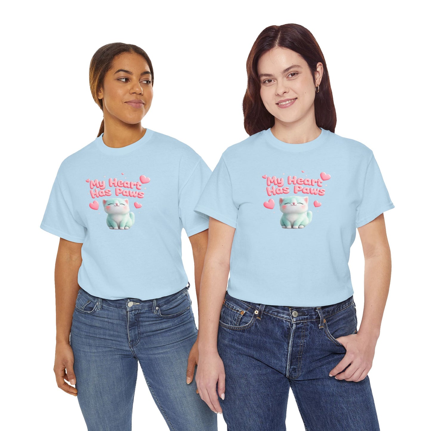 Cute Cat T‑Shirt — "My Heart Has Paws" Valentine Pet Lover Tee