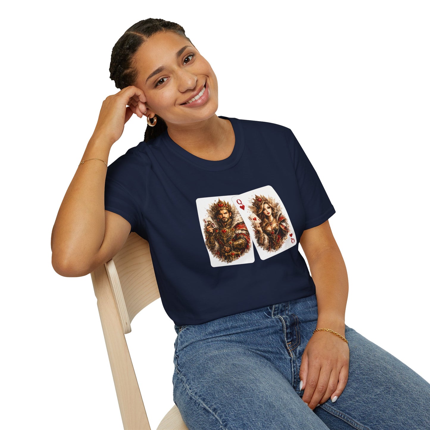 King & Queen Heart Playing Card T-Shirt — Regal Animal Art Tee