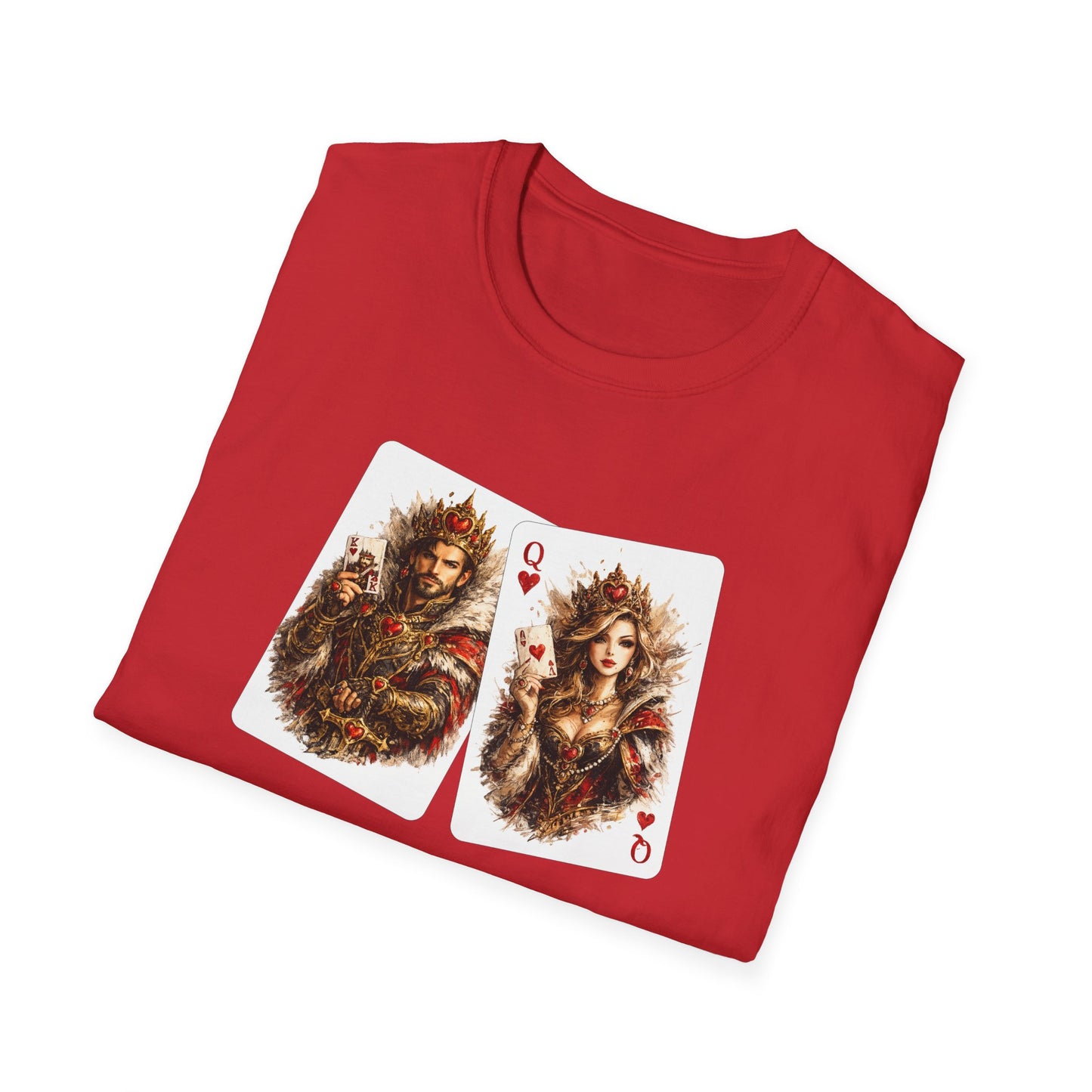 King & Queen Heart Playing Card T-Shirt — Regal Animal Art Tee