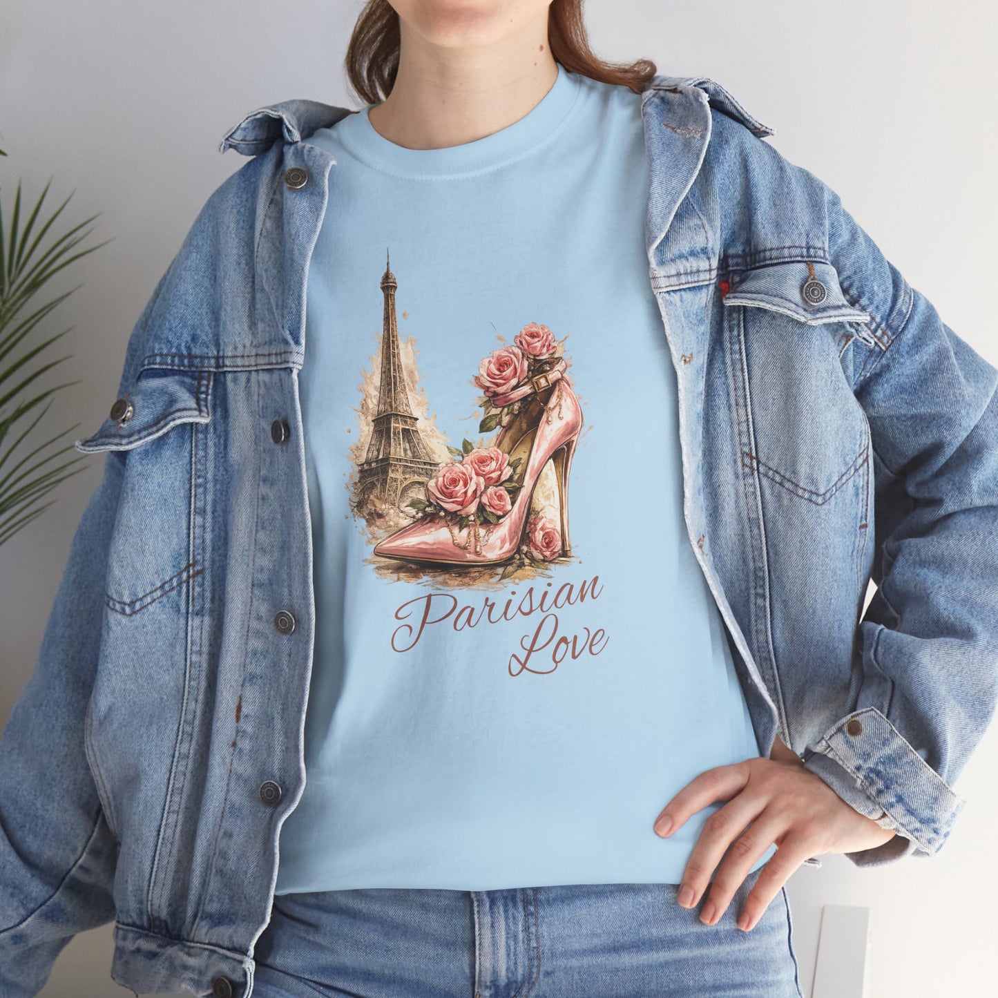 Parisian Love Tee — Eiffel Tower & Floral High Heel Graphic Shirt