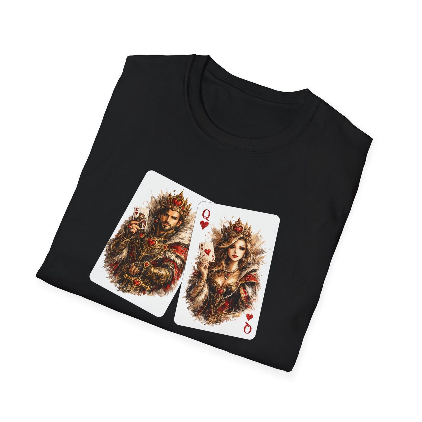 King & Queen Heart Playing Card T-Shirt — Regal Animal Art Tee