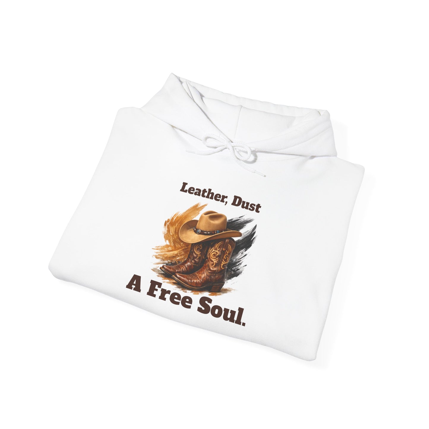 'Leather, Dust, A Free Soul' Hoodie — Vintage Boho Leather-Look Sweatshirt