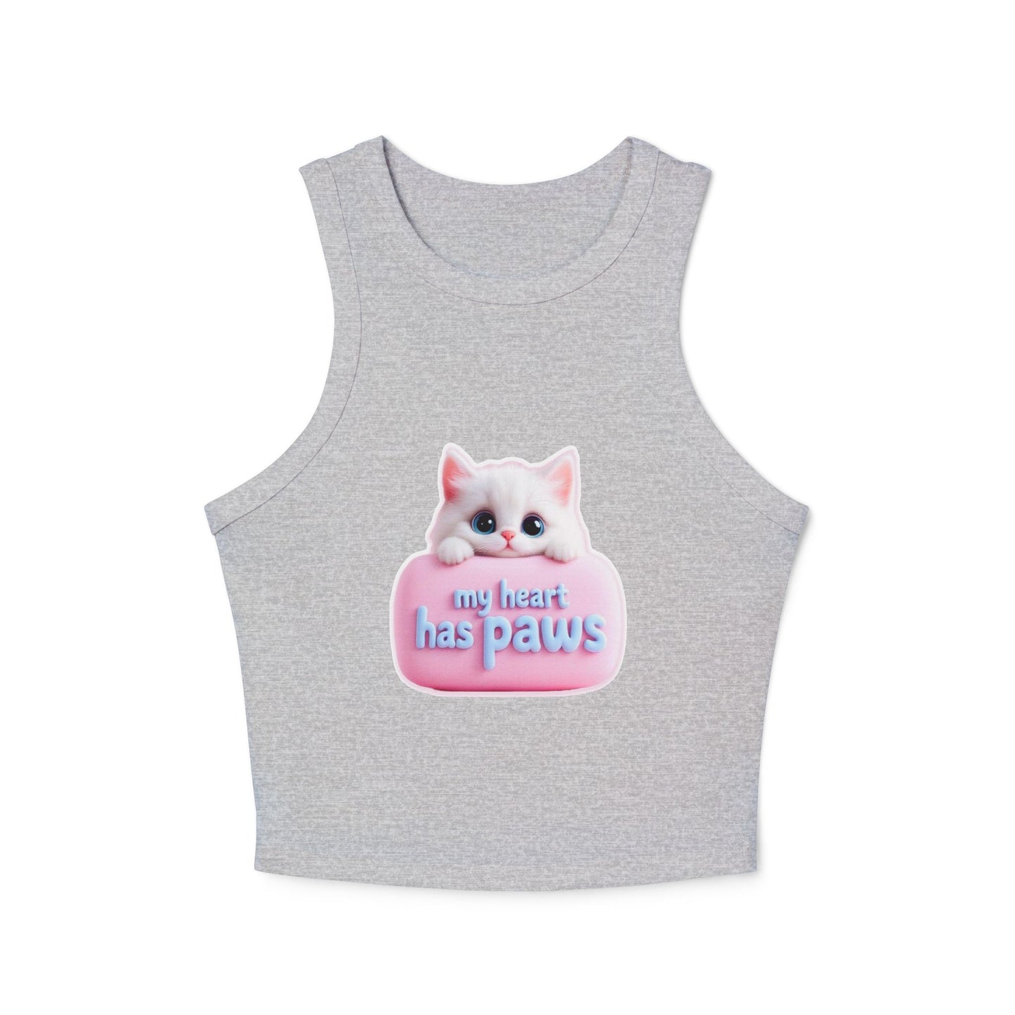 Cat Lover Racer Tank – "My Heart Has Paws" Cute Kitten Graphic