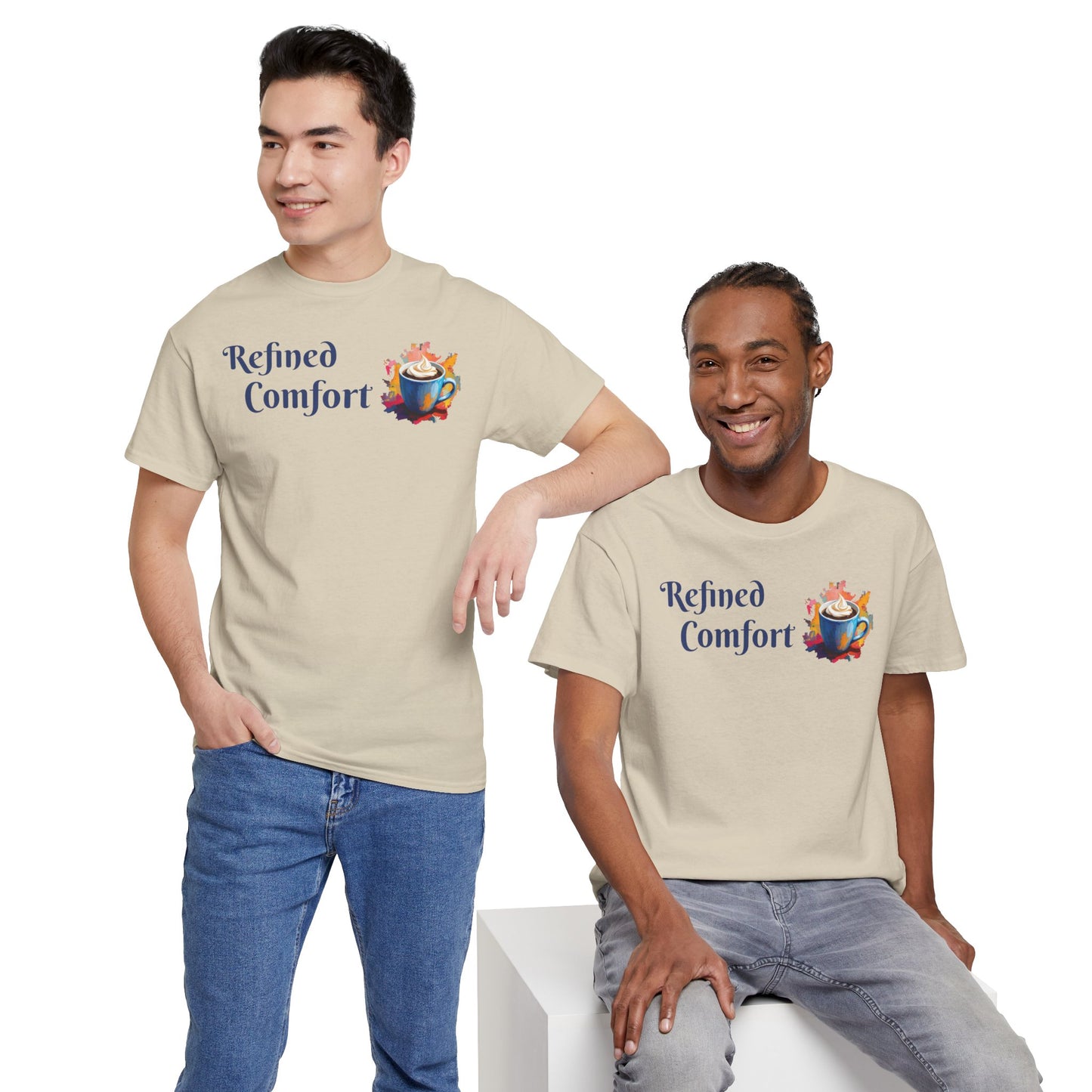 Refined Comfort Tee — Cozy Tea Cup Graphic Shirt