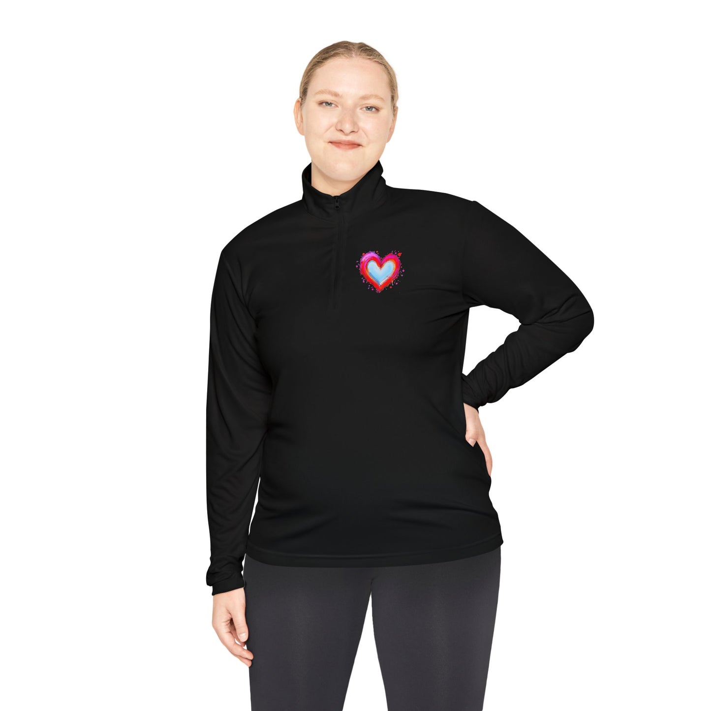 Heart Chest Quarter-Zip Pullover  — Cozy Valentine Gift