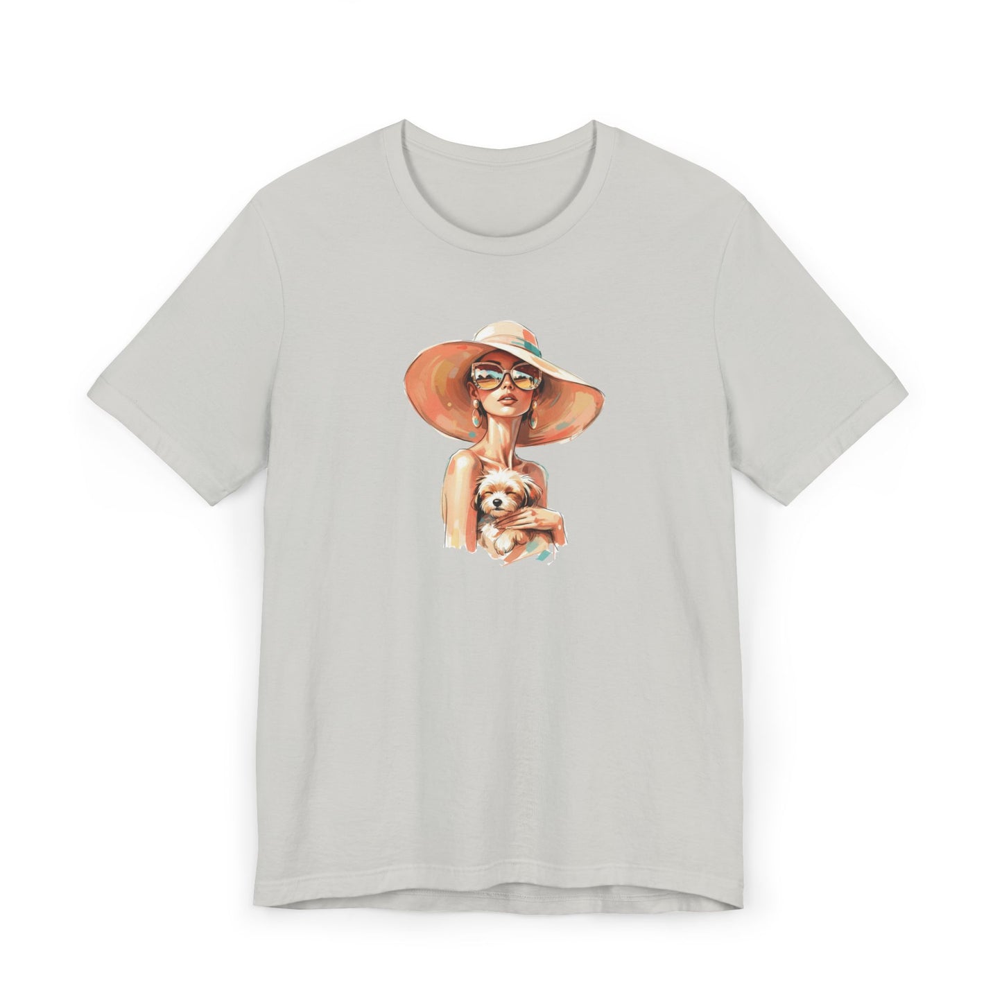 Woman in Sun Hat Holding Puppy T-Shirt – Cute Summer Dog Lover Tee
