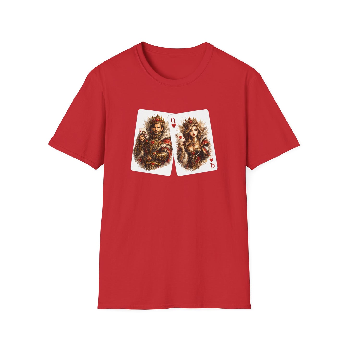 King & Queen Heart Playing Card T-Shirt — Regal Animal Art Tee