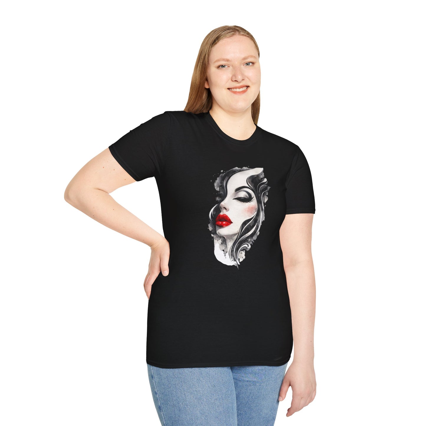 Fashion T-Shirt — Female Close-Up Portrait Graphic Tee