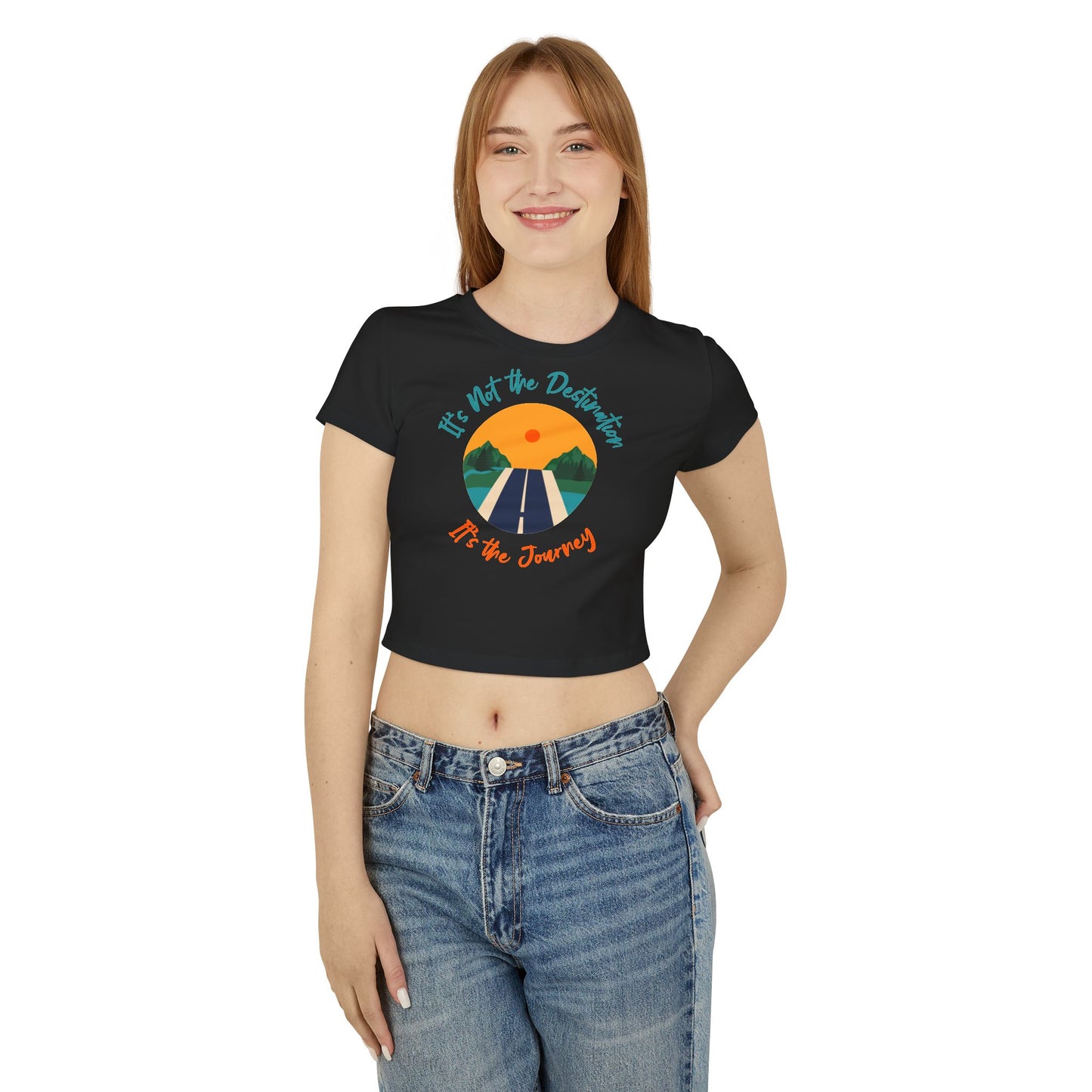 Women's Baby Tee - 'It's Not the Destination, It's the Journey' Retro Roadtrip Graphic