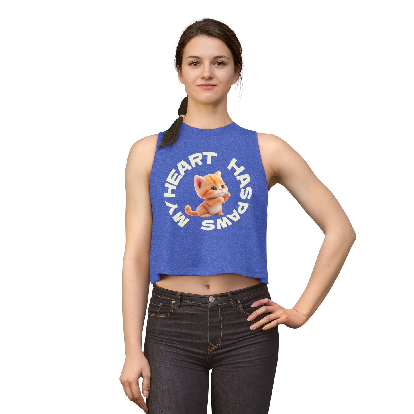 Cat Lovers Crop Top — "My Heart Has Paws" Cute Kitten Graphic
