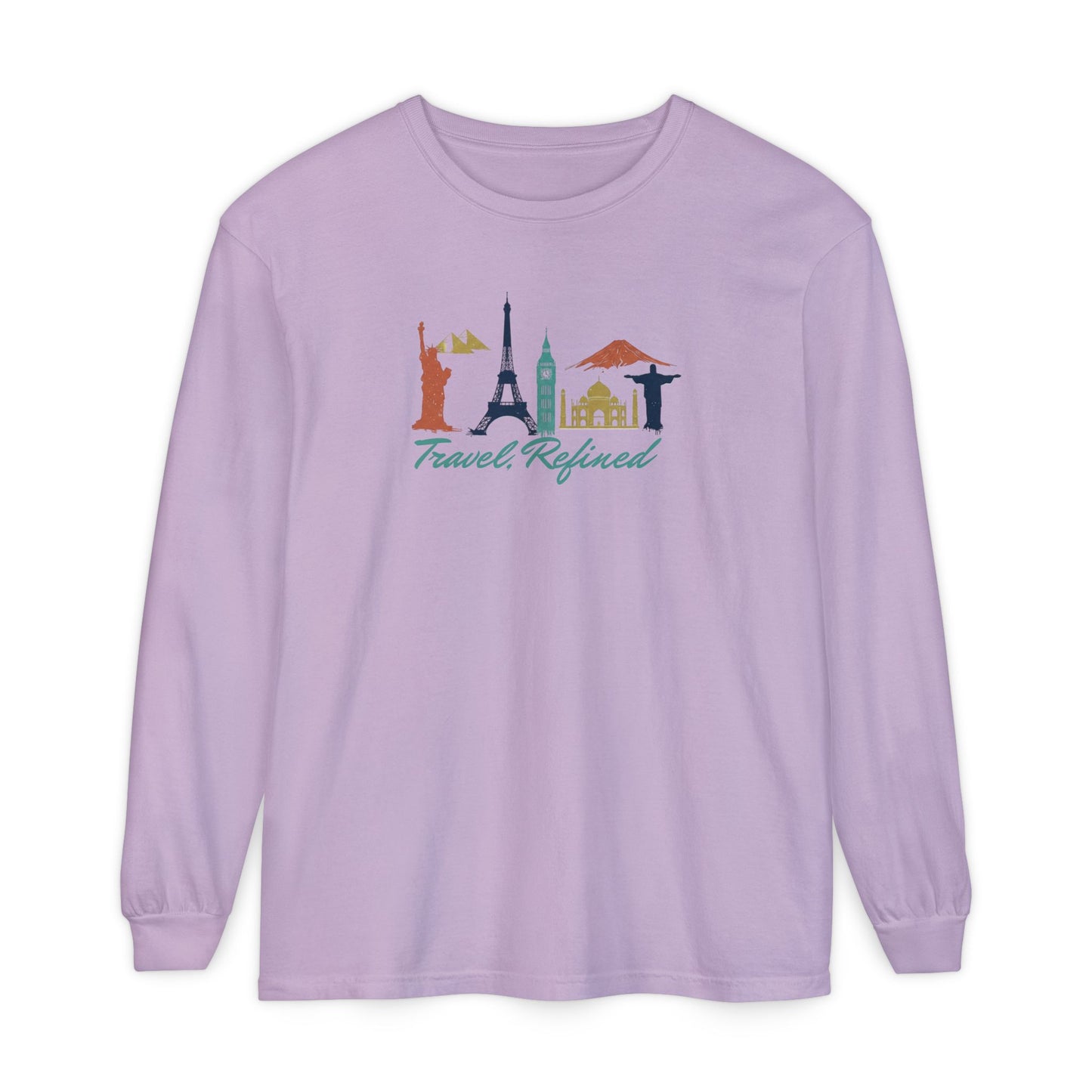 Travel Refined Long Sleeve T-Shirt — World Landmarks Graphic