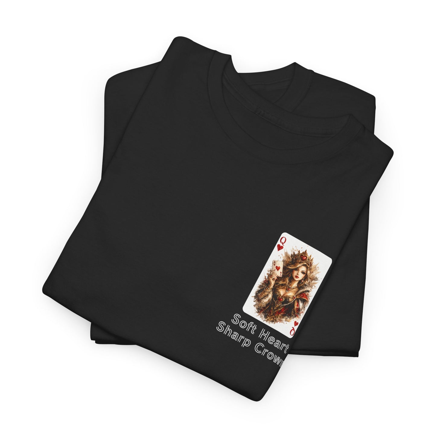 Soft Heart, Sharp Crown White Tee with Small Brown Bear Chest Patch Graphic