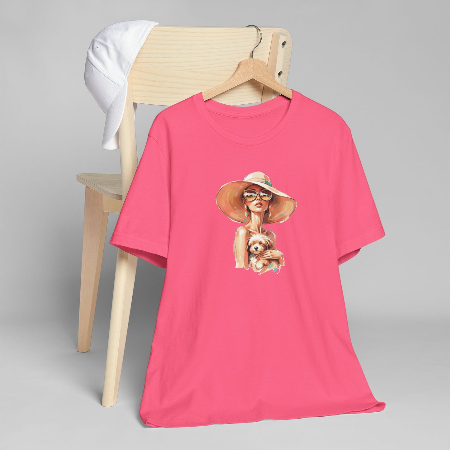 Woman in Sun Hat Holding Puppy T-Shirt – Cute Summer Dog Lover Tee