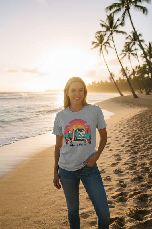 Aloha Vibes Tee — Retro Surf Van Graphic T-Shirt