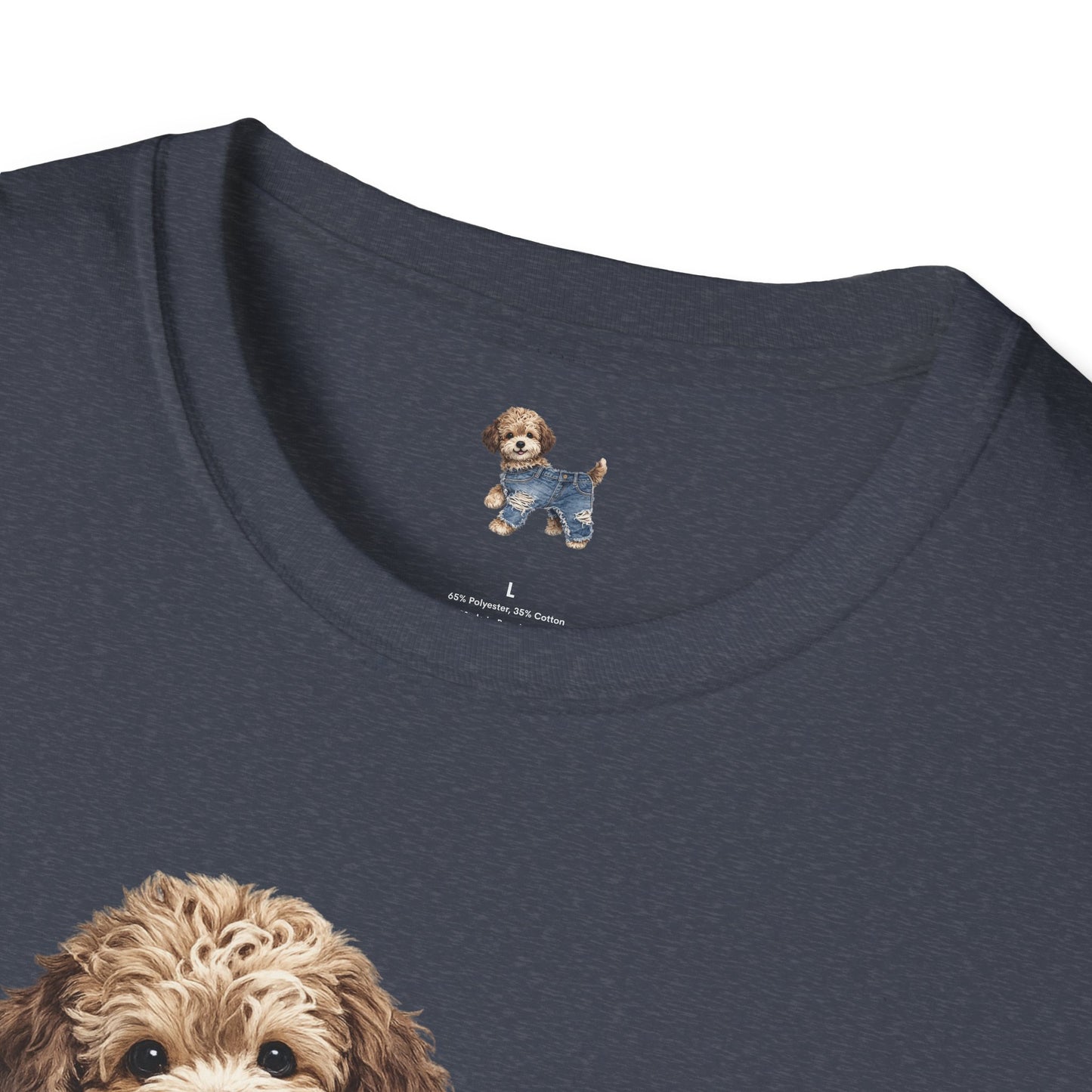 Cute Puppy in Denim T-Shirt — Adorable Dog Graphic Tee