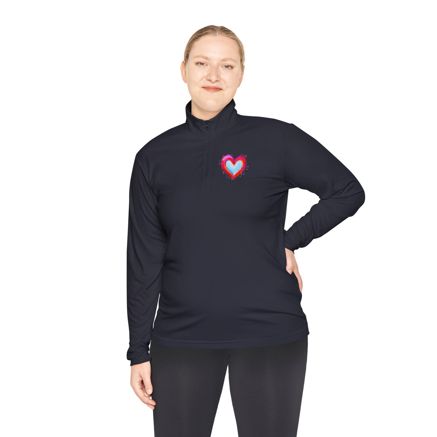 Heart Chest Quarter-Zip Pullover  — Cozy Valentine Gift