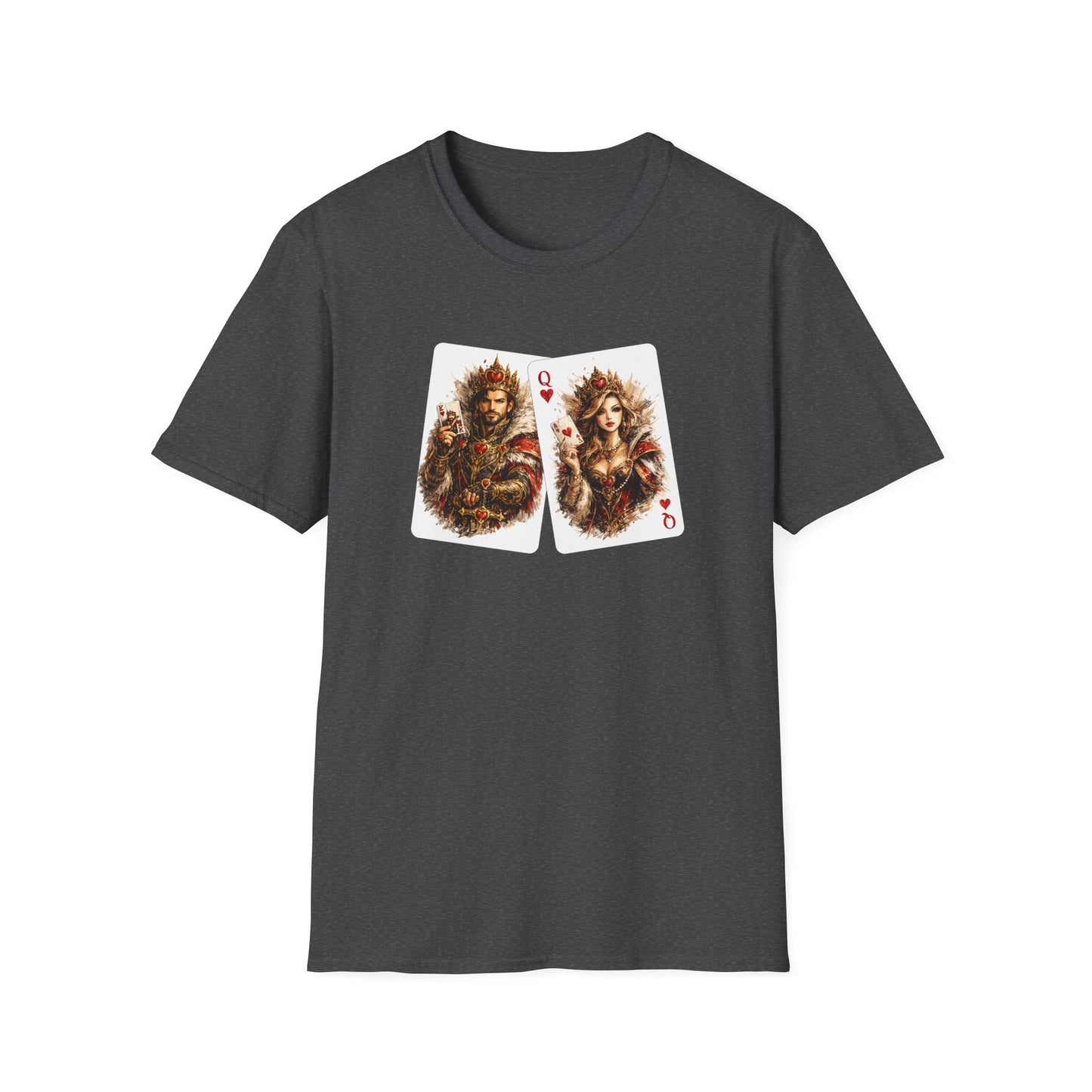 King & Queen Heart Playing Card T-Shirt — Regal Animal Art Tee