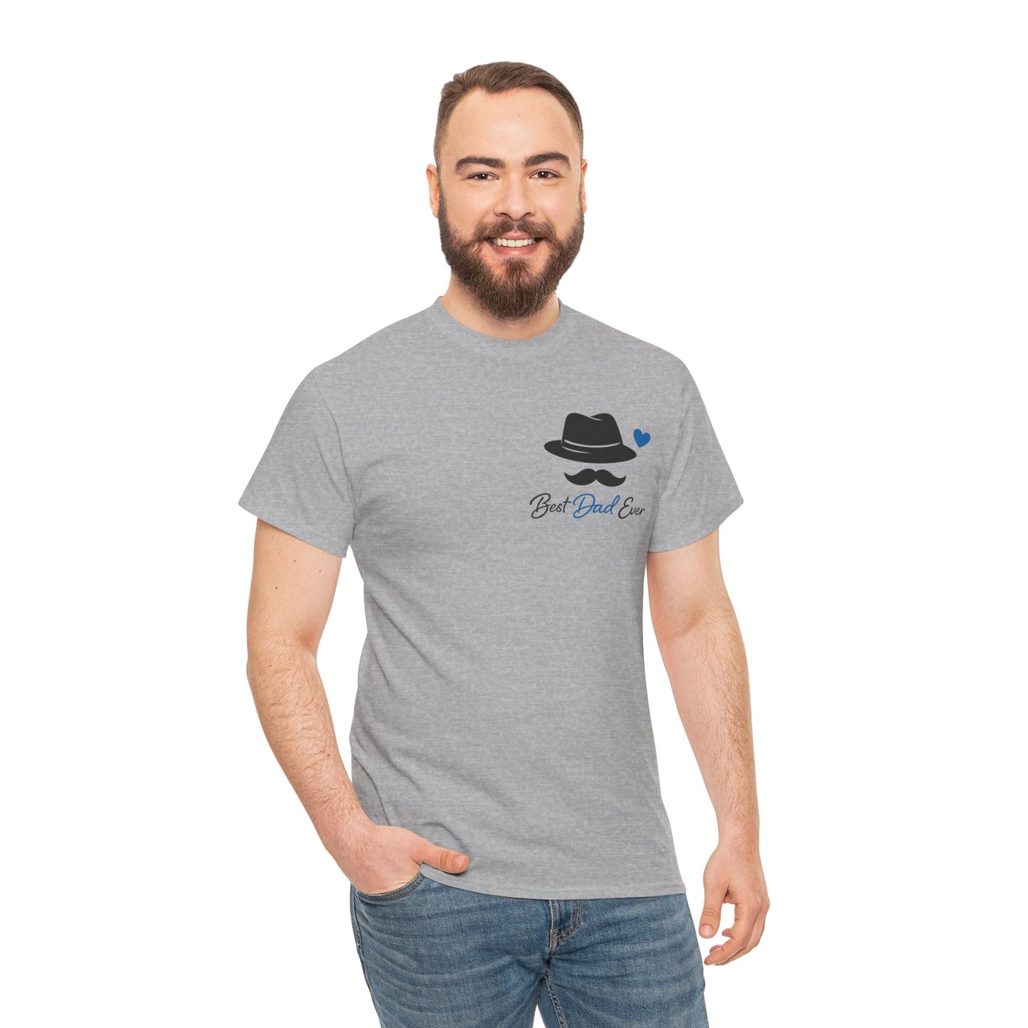 Minimal Fedora & Mustache Tee — "Best Dad, ever" Graphic T-Shirt