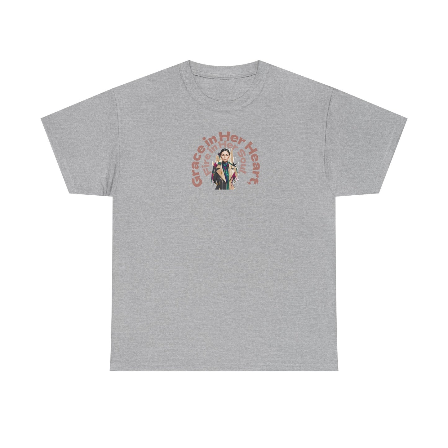 Grace in Her Heart, Fire in Her Soul T-Shirt — Inspirational Women's Graphic Tee