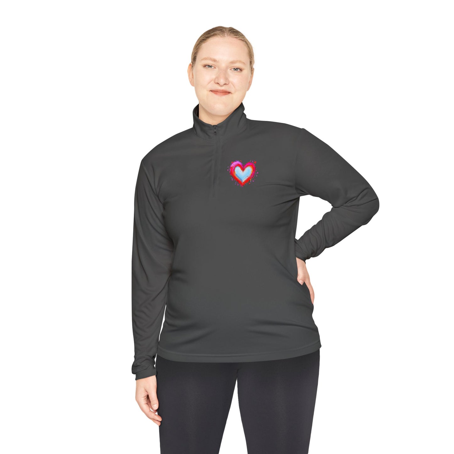 Heart Chest Quarter-Zip Pullover  — Cozy Valentine Gift
