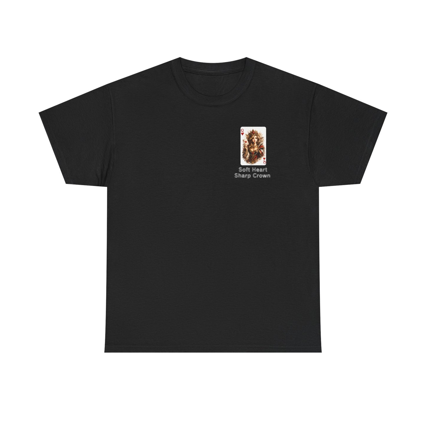 Soft Heart, Sharp Crown White Tee with Small Brown Bear Chest Patch Graphic
