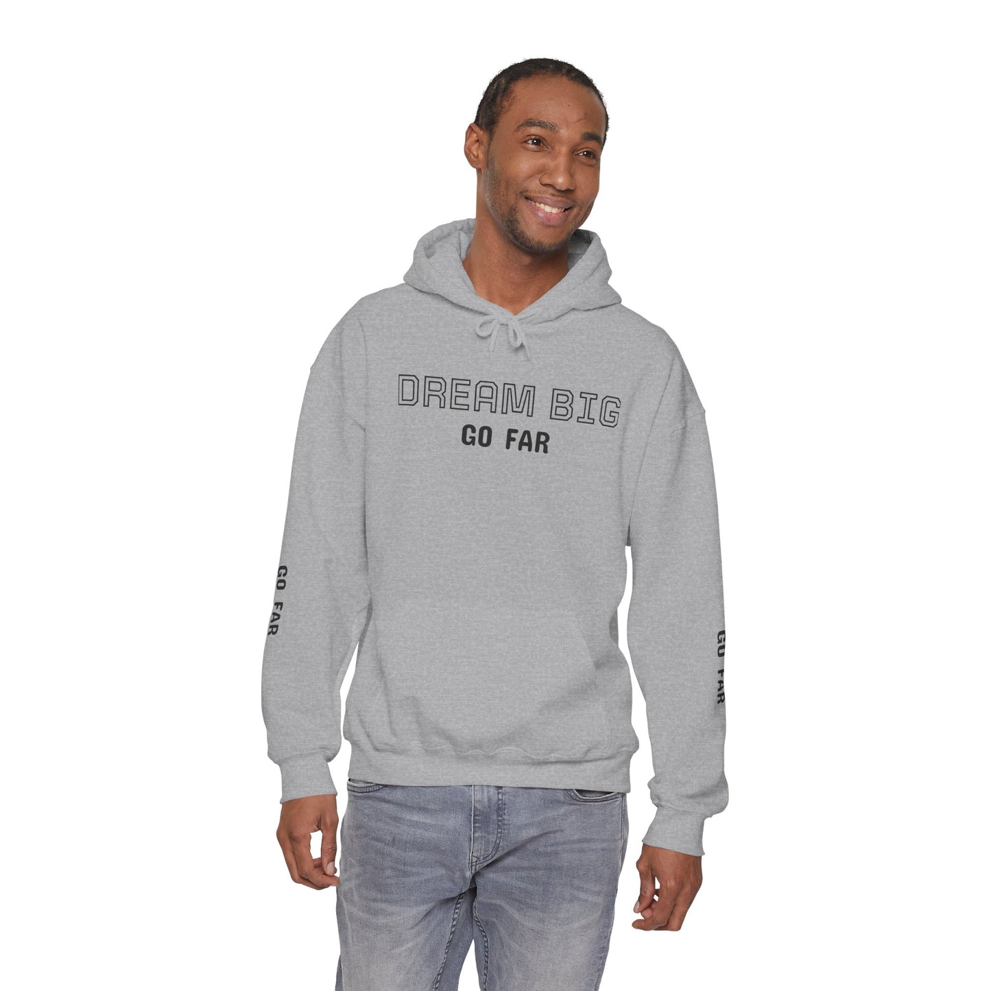 Dream Big Hoodie — Inspirational Watercolor Text Hooded Sweatshirt
