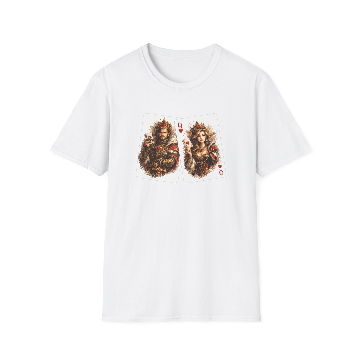 King & Queen Heart Playing Card T-Shirt — Regal Animal Art Tee