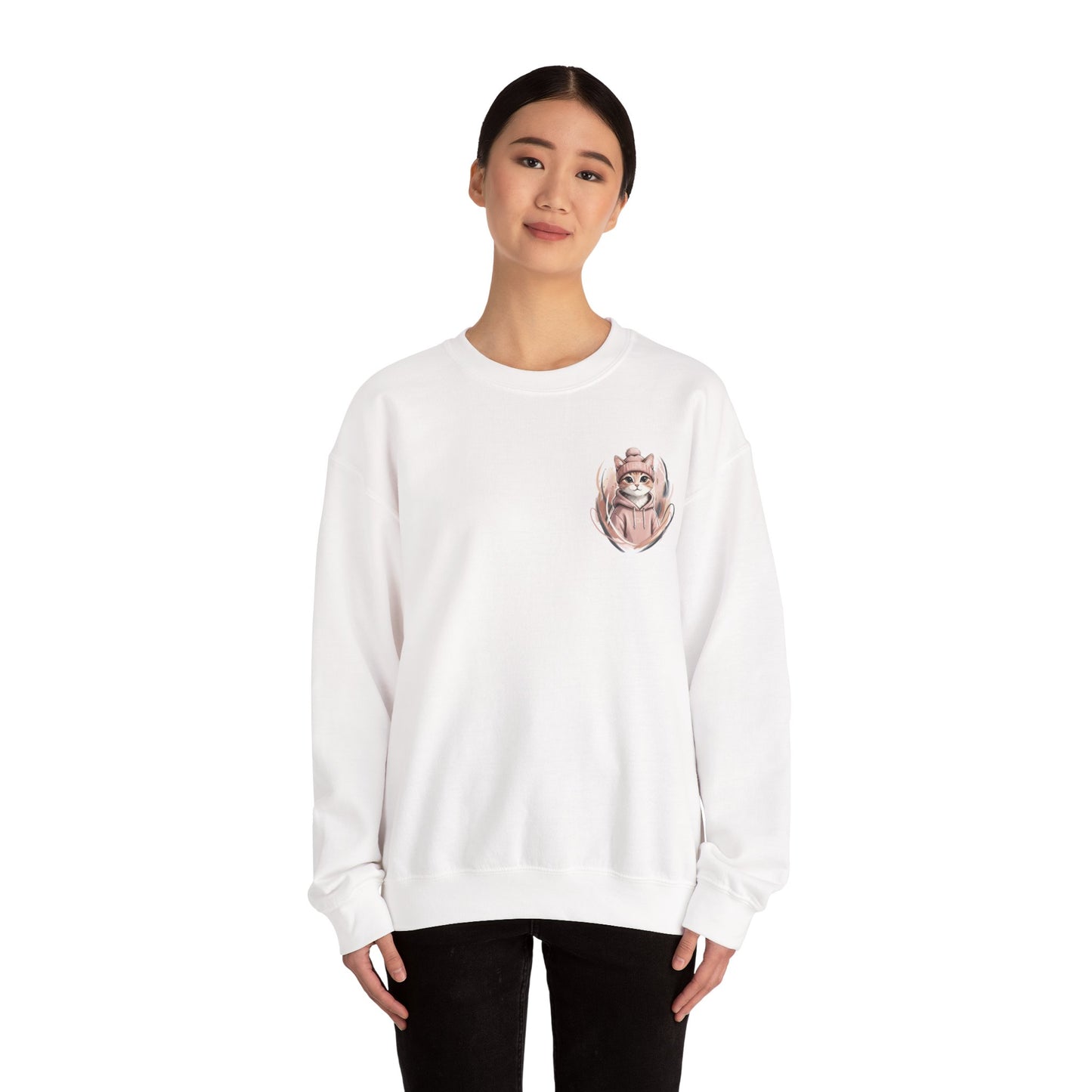 Cat Stays Warm Sweatshirt — Cozy Cat Lover Crewneck