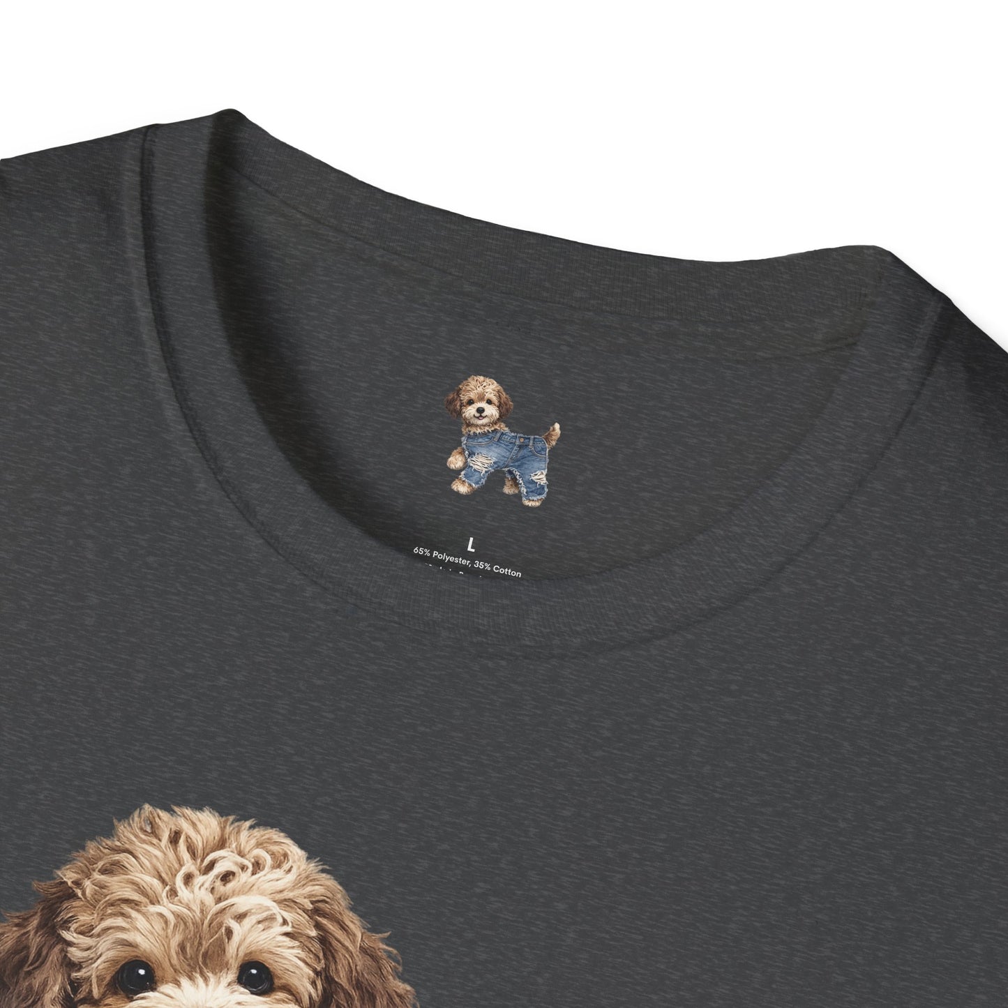 Cute Puppy in Denim T-Shirt — Adorable Dog Graphic Tee