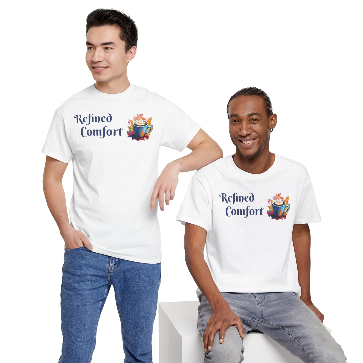 Refined Comfort Tee — Cozy Tea Cup Graphic Shirt