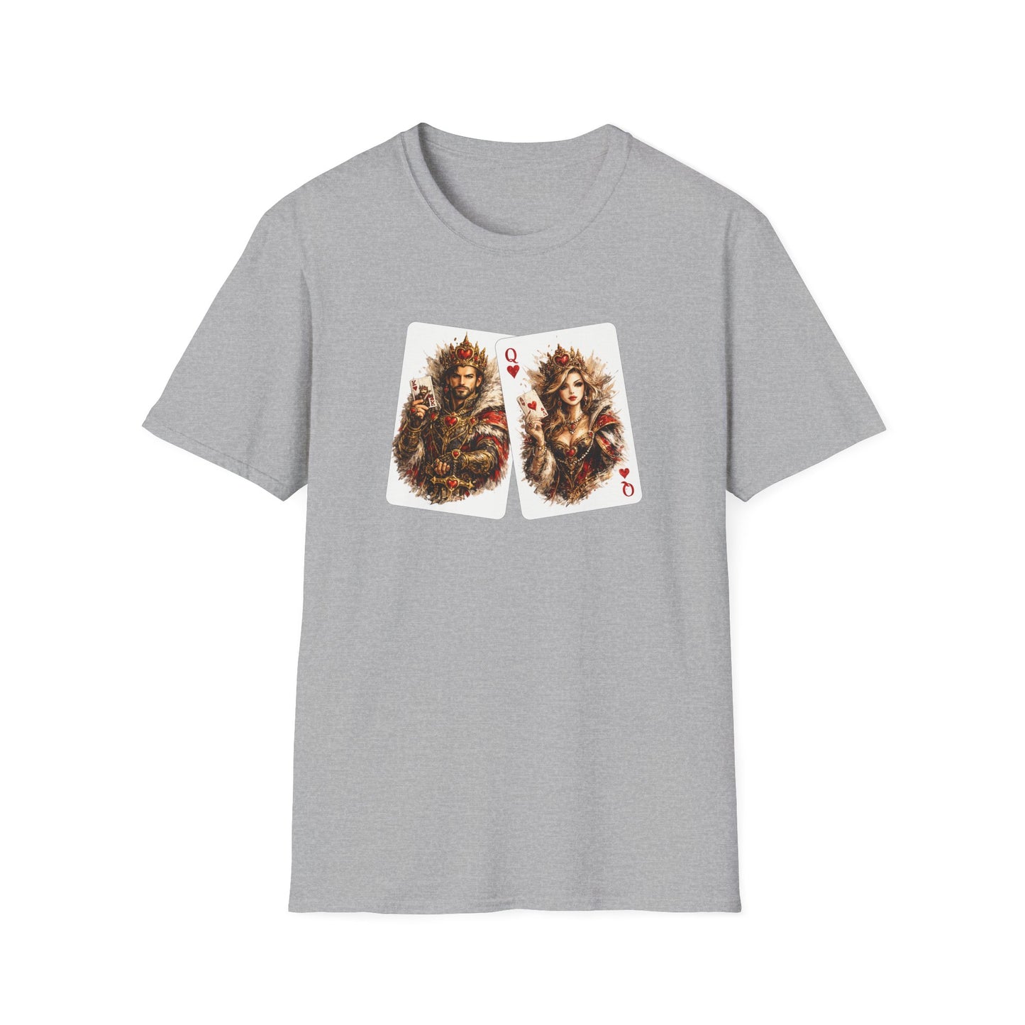 King & Queen Heart Playing Card T-Shirt — Regal Animal Art Tee