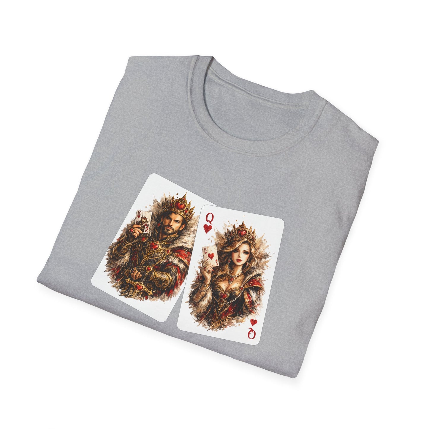 King & Queen Heart Playing Card T-Shirt — Regal Animal Art Tee