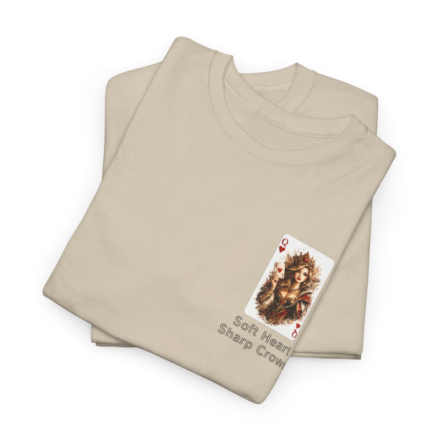 Soft Heart, Sharp Crown White Tee with Small Brown Bear Chest Patch Graphic