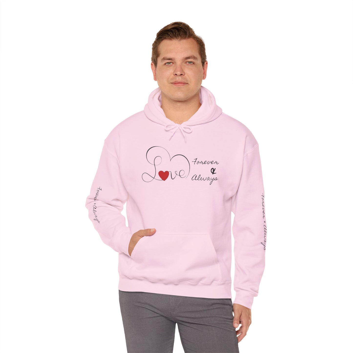 Hoodie - 'Love Forever & Always' Heart Script Pullover