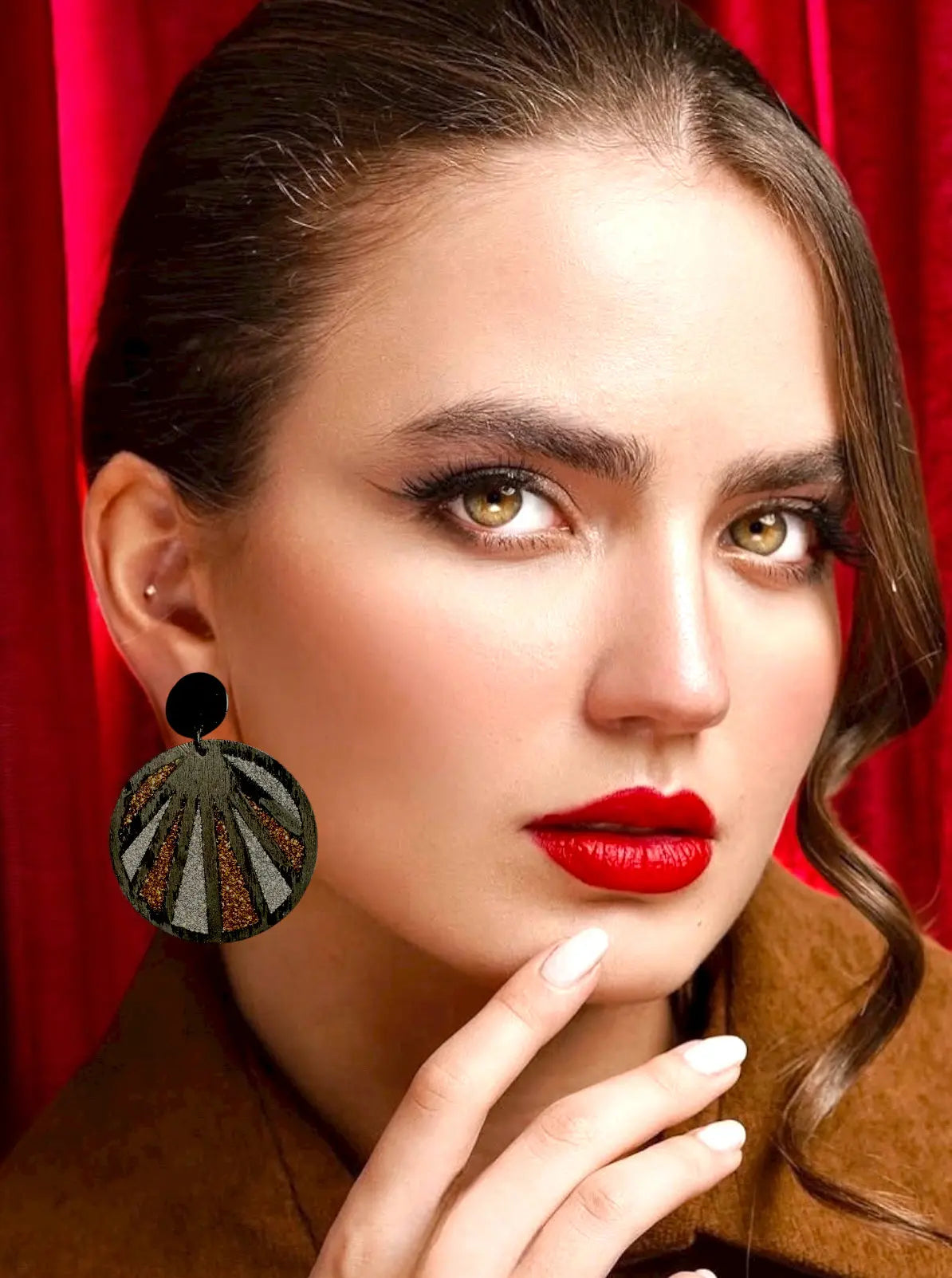 Handmade Bold Wood and Resin Earrings gift set