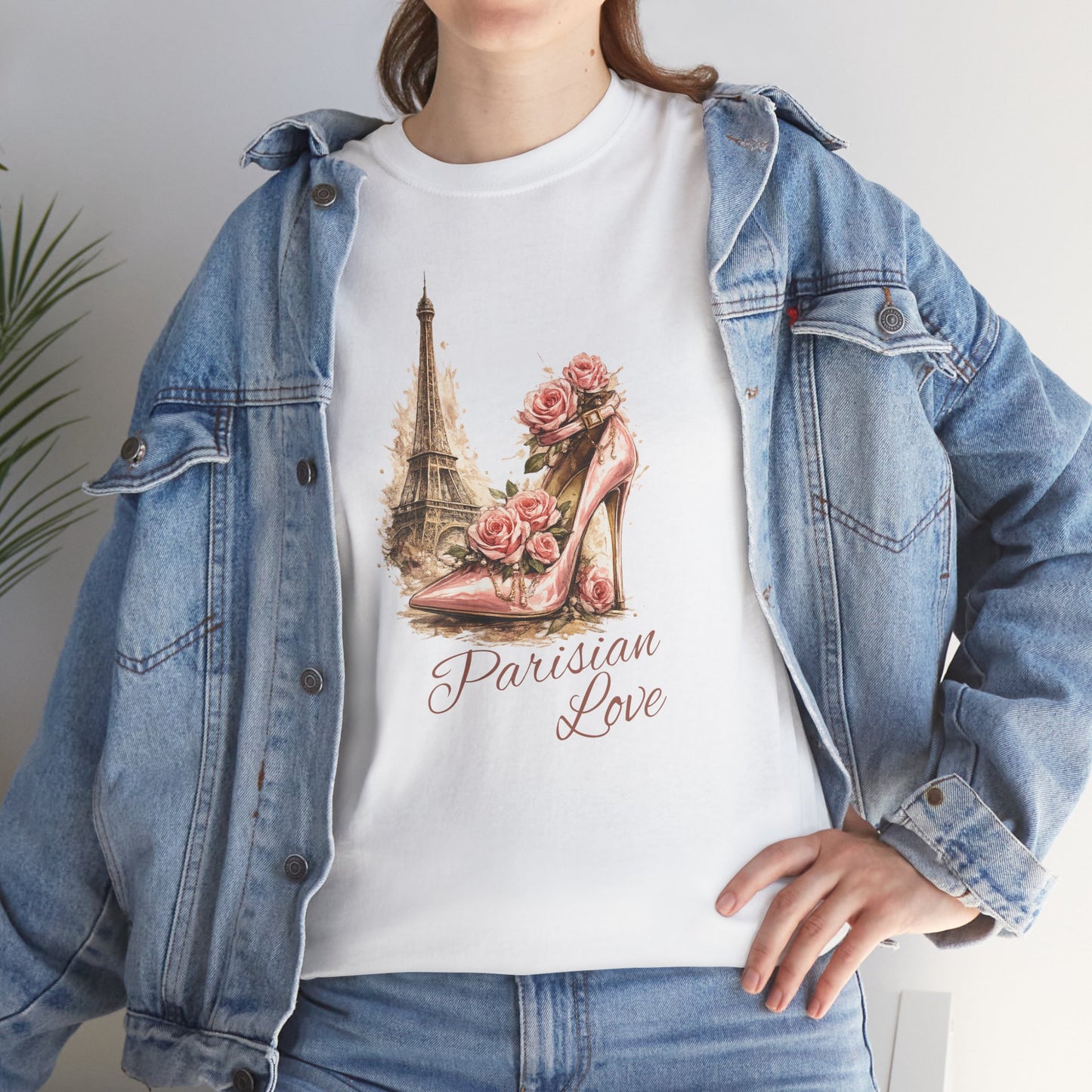 Parisian Love Tee — Eiffel Tower & Floral High Heel Graphic Shirt