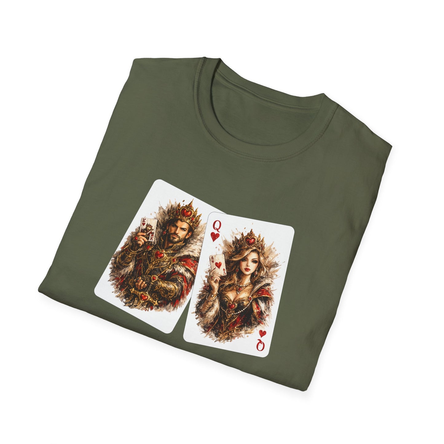 King & Queen Heart Playing Card T-Shirt — Regal Animal Art Tee