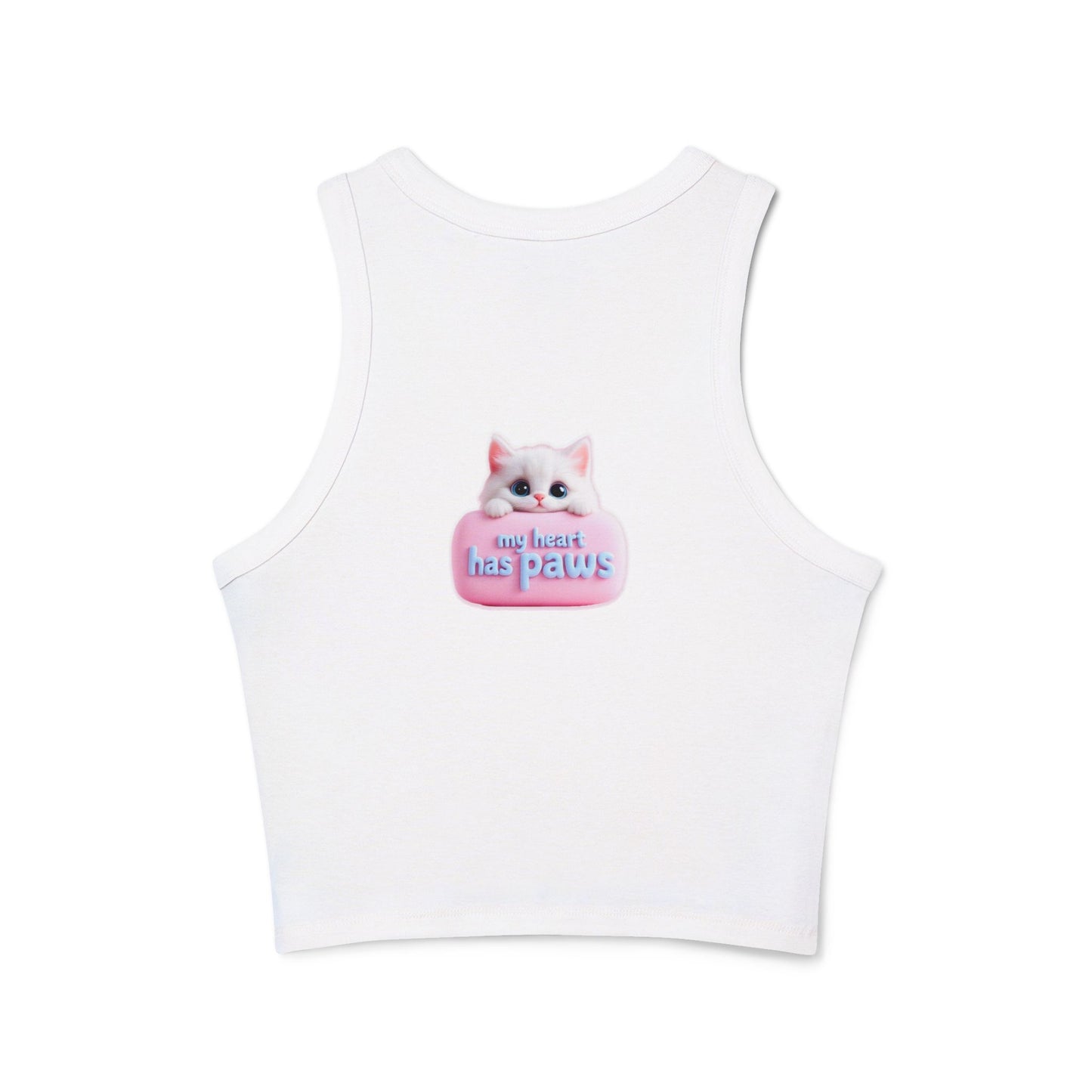 Cat Lover Racer Tank – "My Heart Has Paws" Cute Kitten Graphic